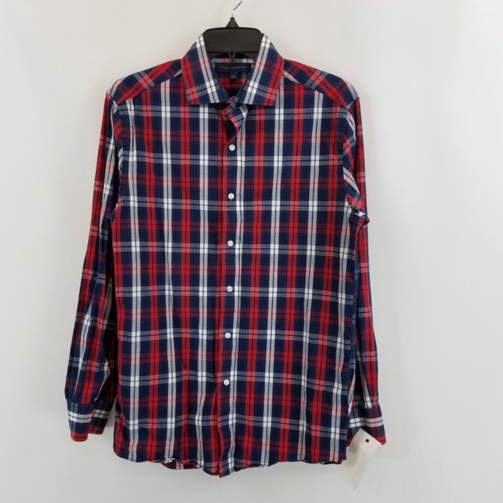 TOMMY HILFIGER SLIM FIT PLAID BUTTON UP